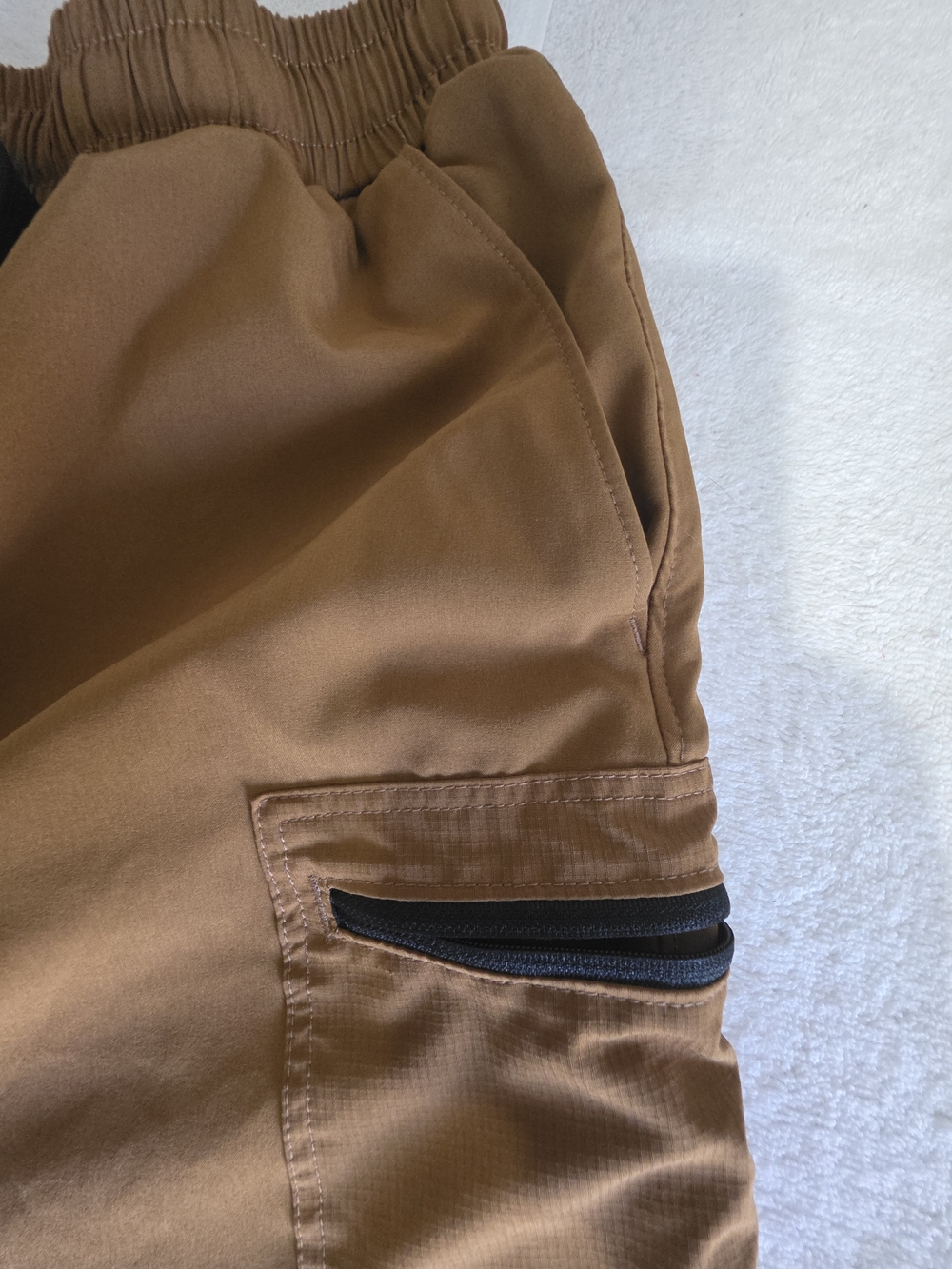 Men's Brown Hybrid Cargo Shorts with Drawstring Waist - Picture 2 of 6